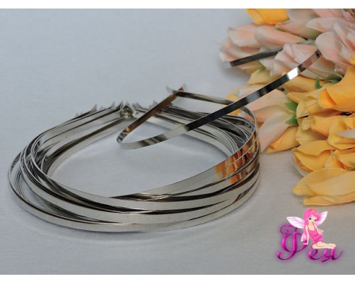 Ободок металл 6 мм,  цв. серебро - 1 шт.