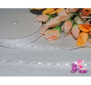 Кружево капрон c атласной лентой 15мм, цв. белый