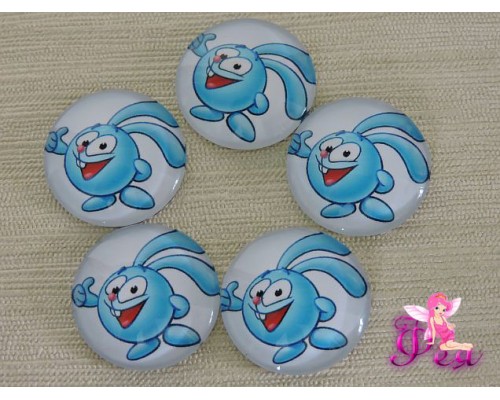 Кабошон стеклянный с рисунком 25мм,  "Крошик".