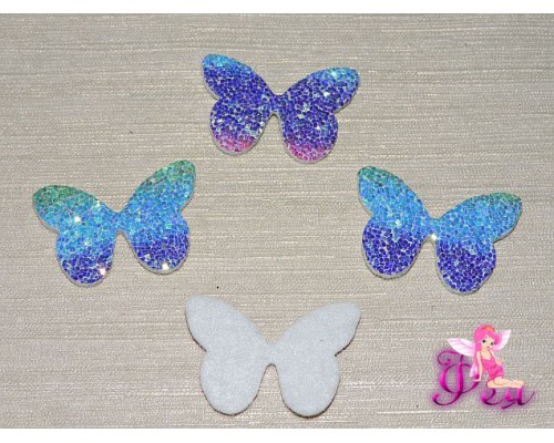 Патч 3D радужный, россыпь пайеток "Бабочка" 3,8*2,5 см, Д (1 шт)