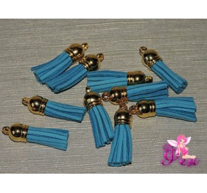 Декоративная кисточка замшевая 3,8 см, бирюзовый -1 шт