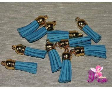 Декоративная кисточка замшевая 3,8 см, бирюзовый -1 шт