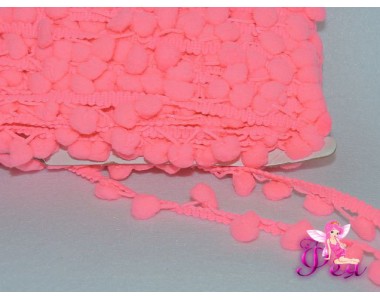 Тесьма с помпонами,размер — 6 мм, помпоны 1 см, розовый