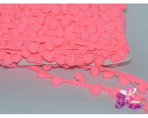 Тесьма с помпонами,размер — 6 мм, помпоны 1 см, розовый