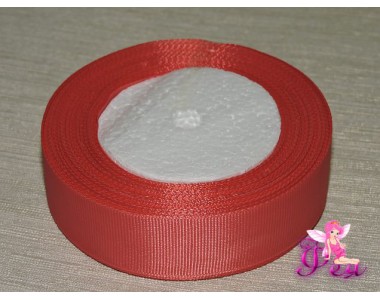 Однотонная репсовая лента 25 мм, цв. ярко-коралловый -1 м