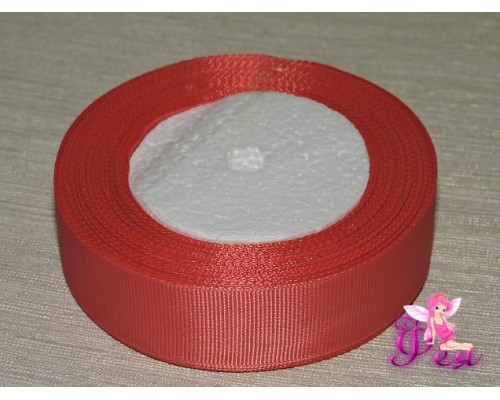 Однотонная репсовая лента 25 мм, цв. ярко-коралловый -1 м