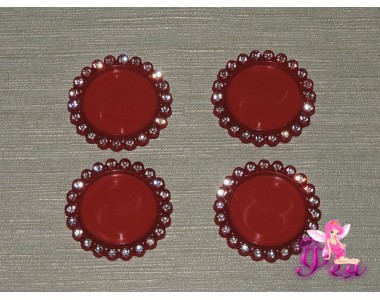 Крышечка-серединка со стразами 25 мм, цв. красный  1 шт