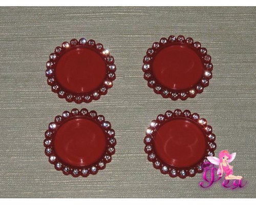 Крышечка-серединка со стразами 25 мм, цв. красный  1 шт