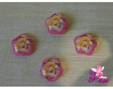 Кабошон пластиковый 16 мм "Принцесса", цв.розовый
