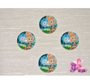 Кабошон стеклянный с рисунком 25 мм "Фиксики" - 1шт