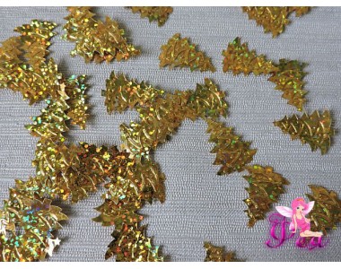 Пайетки "Елочки" 22*16 мм, золото (уп 30шт)