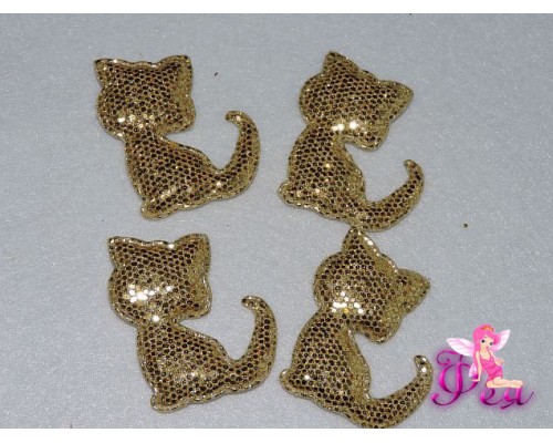 Патч 3D, с пайеток "Котенок", 4,5*3,5 см, золото 1 шт