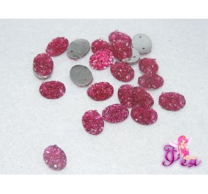 Стразы пришивные (Овал блестящий) 8х10 мм, фукси