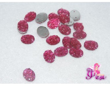 Стразы пришивные (Овал блестящий) 8х10 мм, фукси