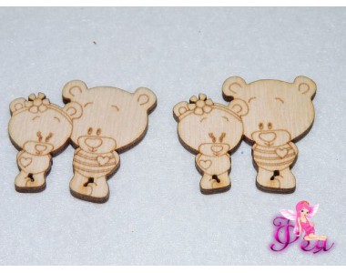 Декоративные фигурки из фанеры "Влюбленная парочка", 3 см (Мишки)