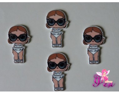 Кабошон-вырубка 40*25 мм, ЛОЛ в купальнике и очках  (пластик)  - 1шт