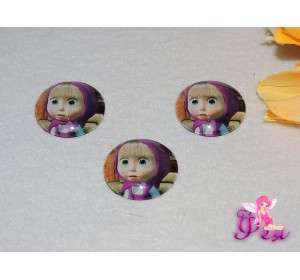 Кабошон стеклянный с рисунком 25мм, "Маша".