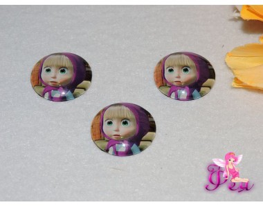 Кабошон стеклянный с рисунком 25мм, "Маша".