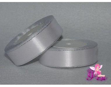 Лента атласная 25 мм,  с серебряным люрексом цв. белый - 1 м