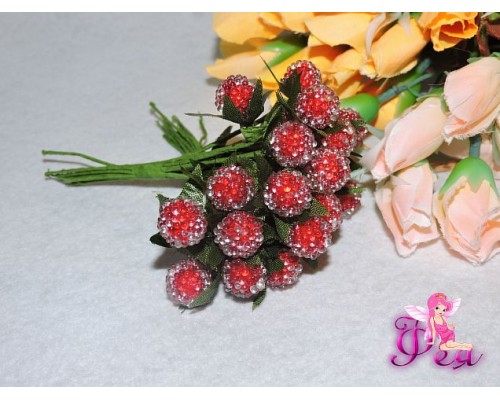 Ягода -клюква в сахаре, 15мм, 1 букетик=6шт
