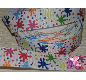 Лента репсовая 25 мм с рисунком "Кляксы"