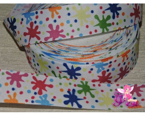 Лента репсовая 25 мм с рисунком "Кляксы"