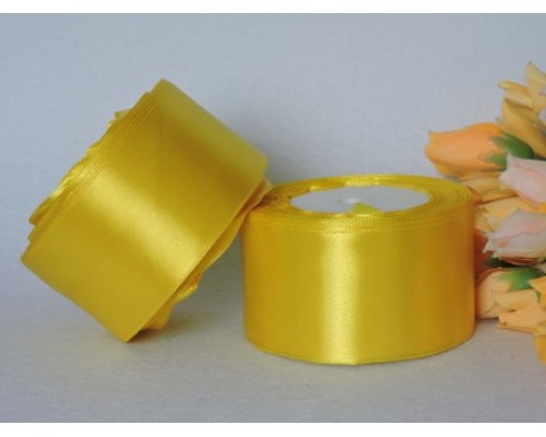 Однотонная атласная лента 50 мм, цв. желтый