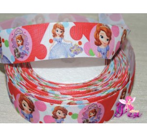 Репсовая лента 25 мм с рисунком  "Принцесса София" (1 м)