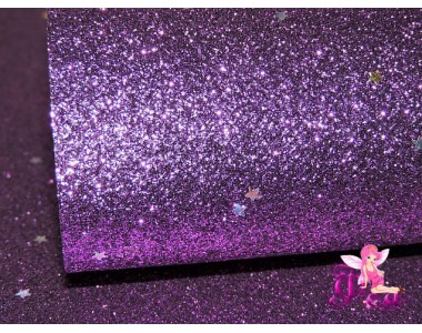 Лист кожзама "Глиттер-звездочки" цв. фиолетовый № 13