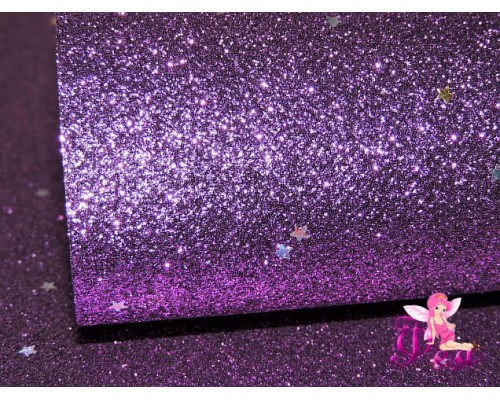 Лист кожзама "Глиттер-звездочки" цв. фиолетовый № 13