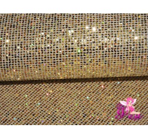 Искусственная кожа "Сетка-блестки" 0.6 мм, цв.  золото