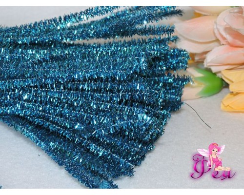 Проволока синельная металлик, цв. бирюзовый 1 шт