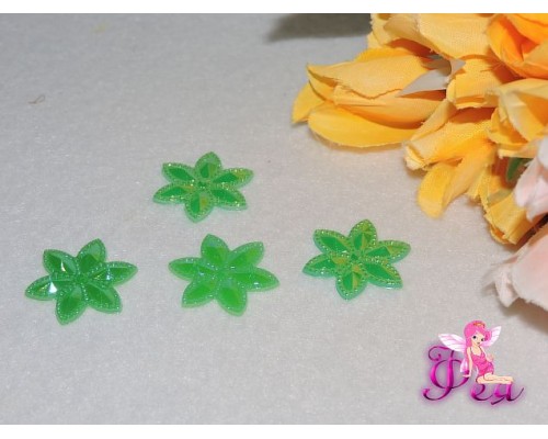 Кабошон "Цветочек" 24 мм , цв.  зеленый радужный