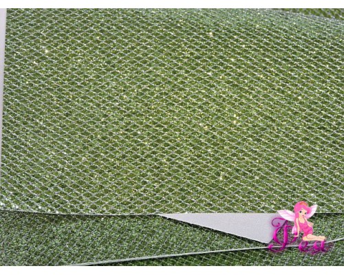 Лист кожзама "Глиттер-чешуйки", цв. зеленый