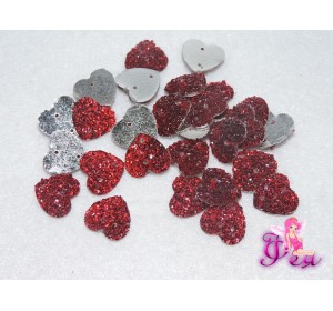 Стразы пришивные (Сердце блестящее) 12 мм, красный