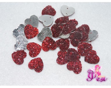 Стразы пришивные (Сердце блестящее) 12 мм, красный