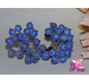 Ягодки на веточке сахарные 10 мм, цв. синие ( 12 ягод)