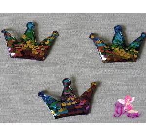 Патч 3D с двухсторон. пайетками "Корона" 6*4 см, разноцветный (1 шт)