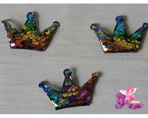 Патч 3D с двухсторон. пайетками "Корона" 6*4 см, разноцветный (1 шт)