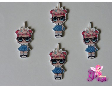 Кабошон-вырубка 40*20 мм, ЛОЛ школьница с ободком единорог (пластик)  - 1шт