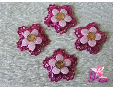 Патч с декором 3см "Цветок",  фукси - 1 м