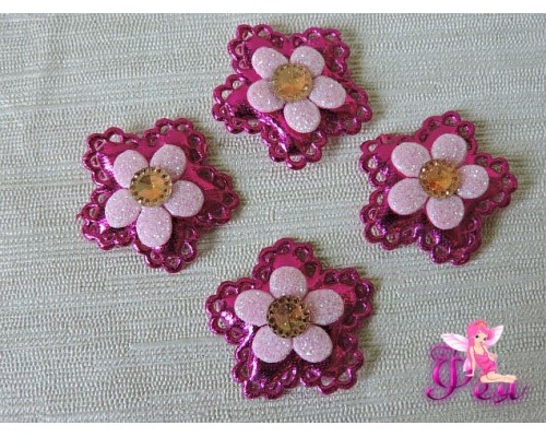 Патч с декором 3см "Цветок",  фукси - 1 м