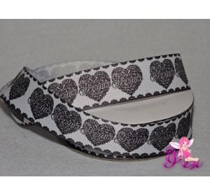 Репсовая лента 25 мм с рисунком " Сердце-Ученица"