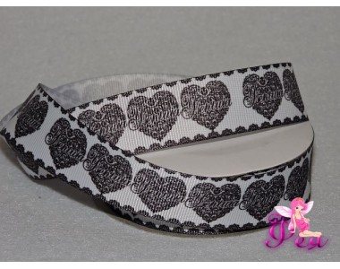 Репсовая лента 25 мм с рисунком " Сердце-Ученица"