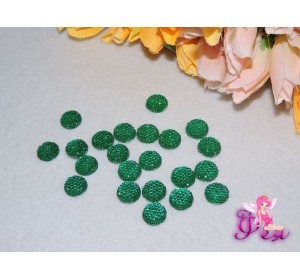 Стразовые серединки пластик зеленого цвета  12мм