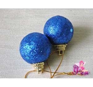 шарик новогодний 2,7 см с блестками, синий