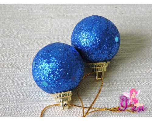 шарик новогодний 2,7 см с блестками, синий