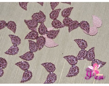 Патч с блестками2 *1 см "Крылья маленькие",розовый (1 шт)