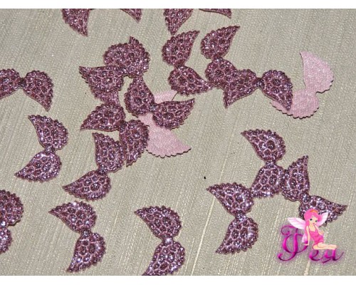 Патч с блестками2 *1 см "Крылья маленькие",розовый (1 шт)