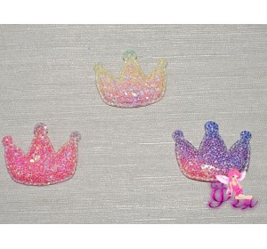 Патч 3D радужный, россыпь пайеток "Корона" 3,8*3 см, А (1 шт)